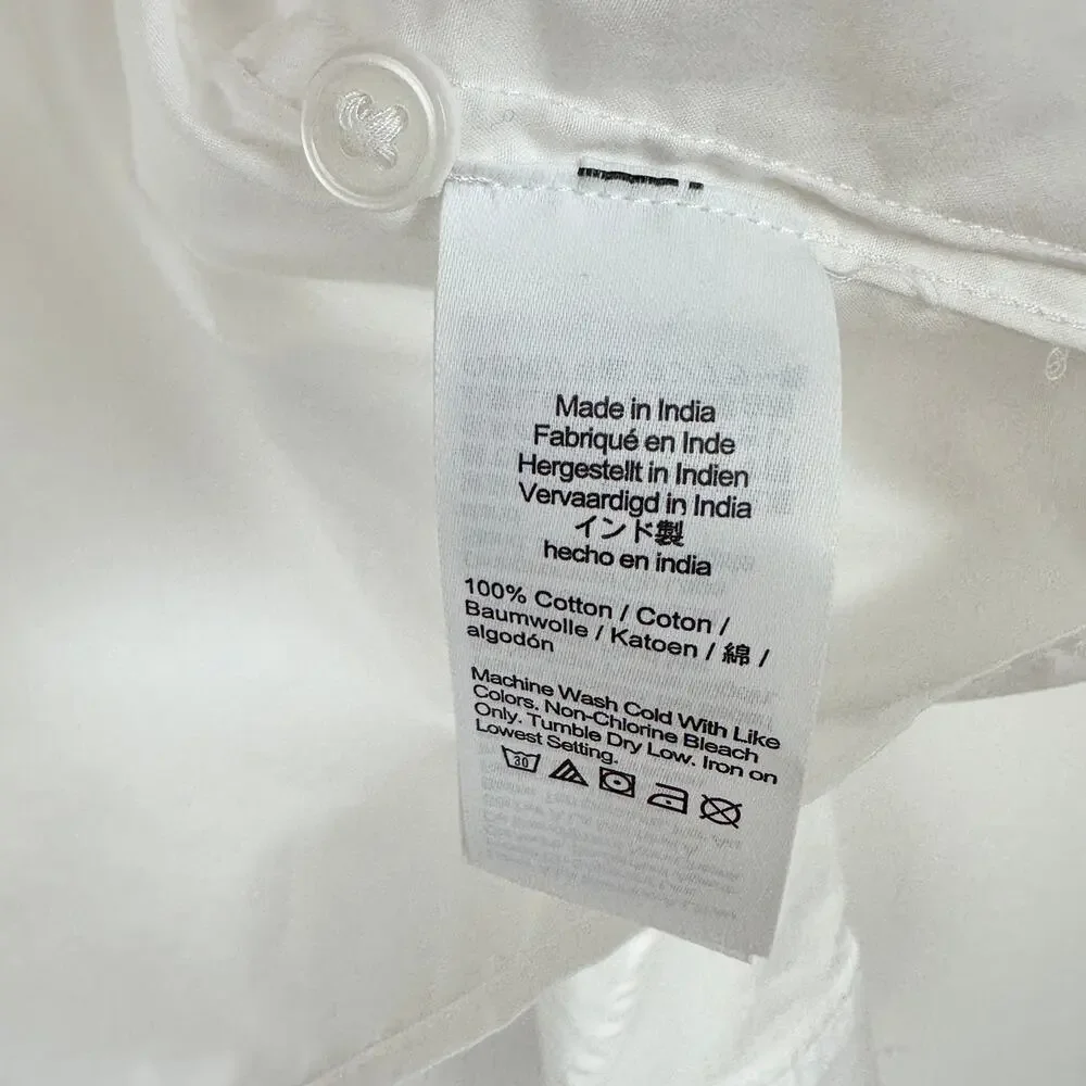 J.Crew Cropped Button Up Shirt Cotton White Minimalist Classic Womens US 8 NWT